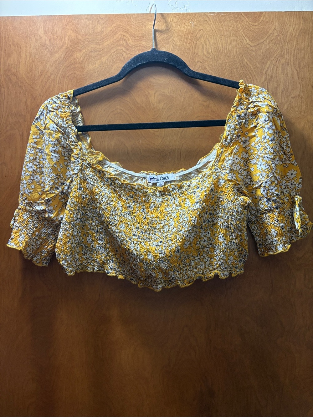 Mimi Chica Mustard Yellow Floral Smocked set